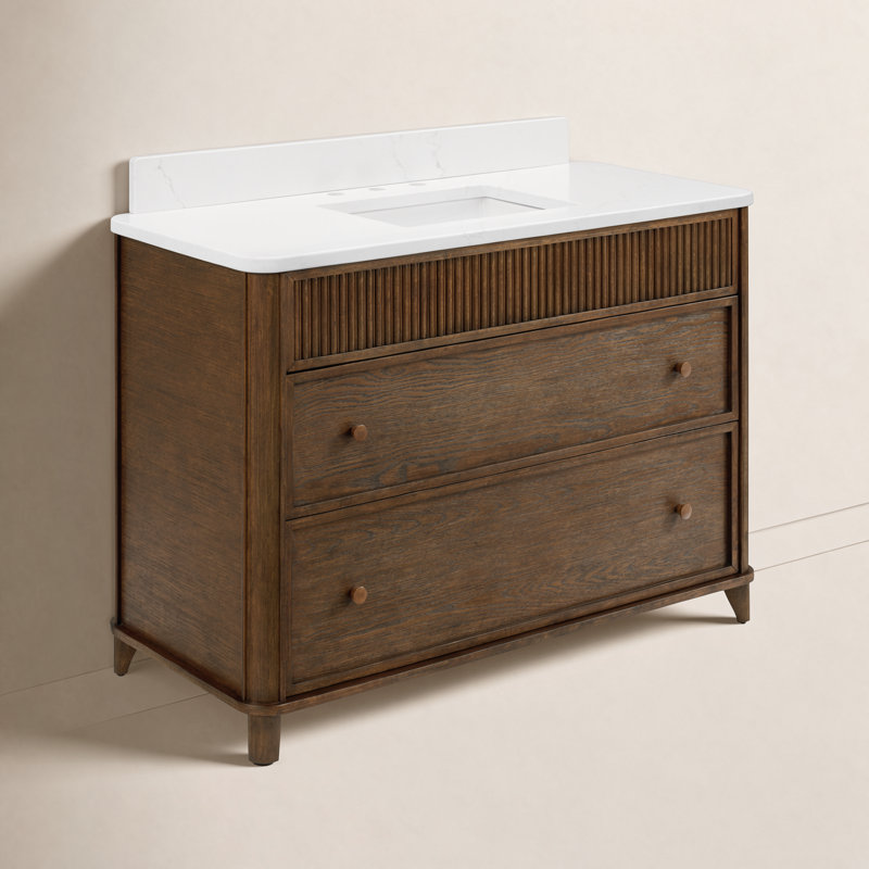 Meuble-lavabo 48 po avec comptoir Statuario, 48", Chêne brun rehaussé