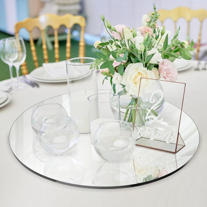 12-pack Round Mirror Plates Centerpiece Trays