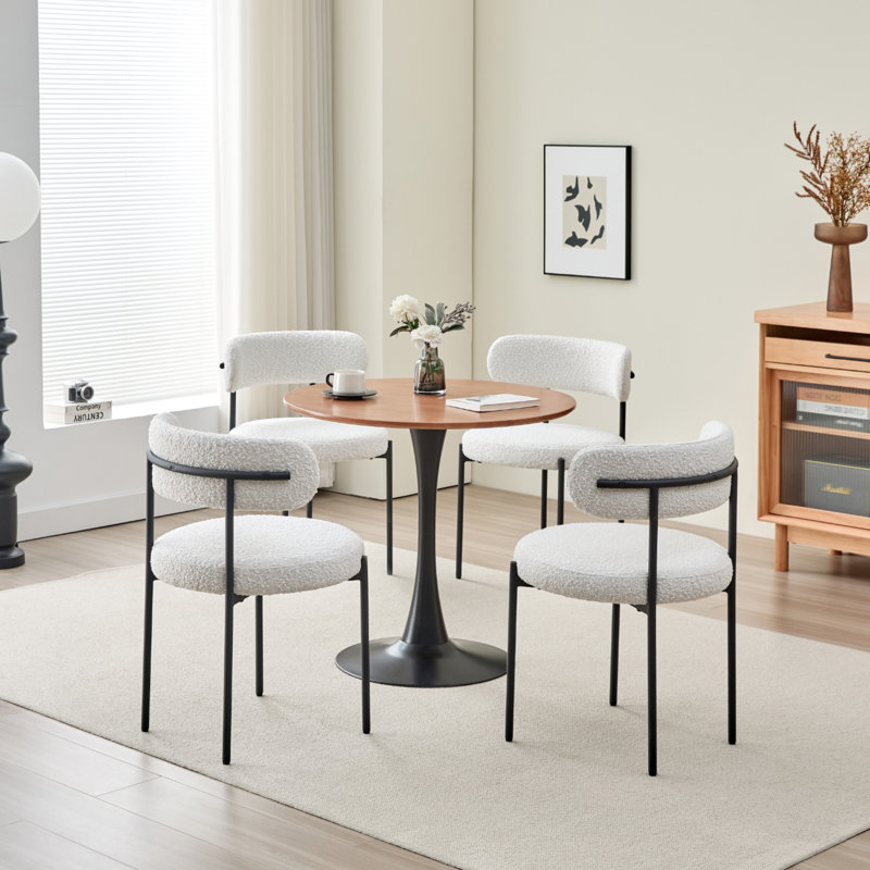Chaise d'appoint Azianna Boucle, Blanc, Noir, noir, noir, noir