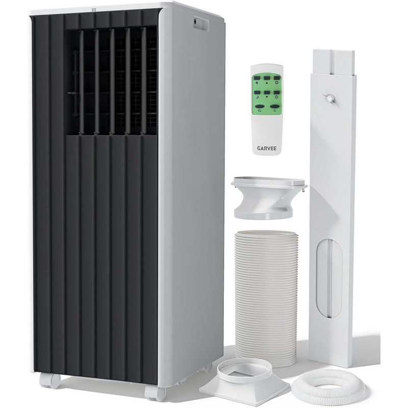 Climatiseur portatif 8 000 BTU pour les pièces jusqu'à 350 pieds carrés Pieds, refroidissement compact 3-en-1, déshumidificateur et ventilateur avec mode de sommeil silencieux, confort moderne