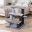 3-Step Pet Stairs with Scratching Posts, Platforms & Toy Ball, Grey