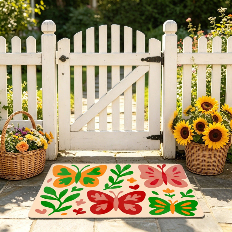 Tapis floral multicolore 24 po x 36 po pour l'extérieur et l'intérieur