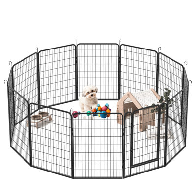 Heavy Duty Pet Playpen - 12 Panels, 39.07"h Outdoor Dog Fence With Automatic Locking Mechanism And Floor Rust Protection Metal Enclosure Prevention Coating Easy Assembling Method
