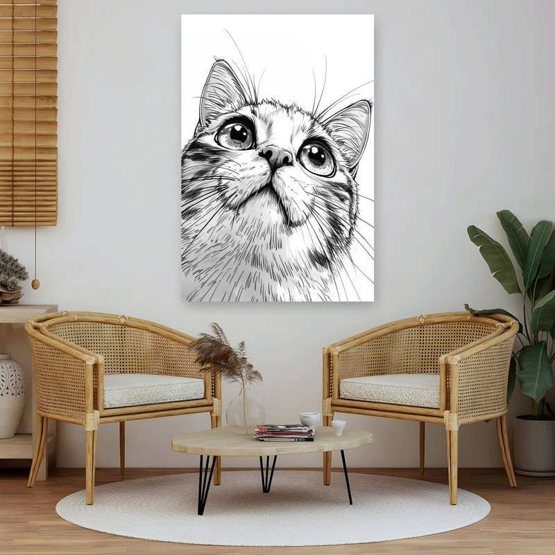 «Curious Cat Looking Contemporary», art mural, H 60 po x l 40 po