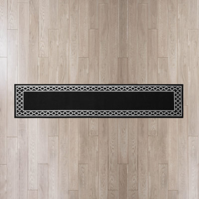 Tapis de couloir gris clair / blanc Trellis