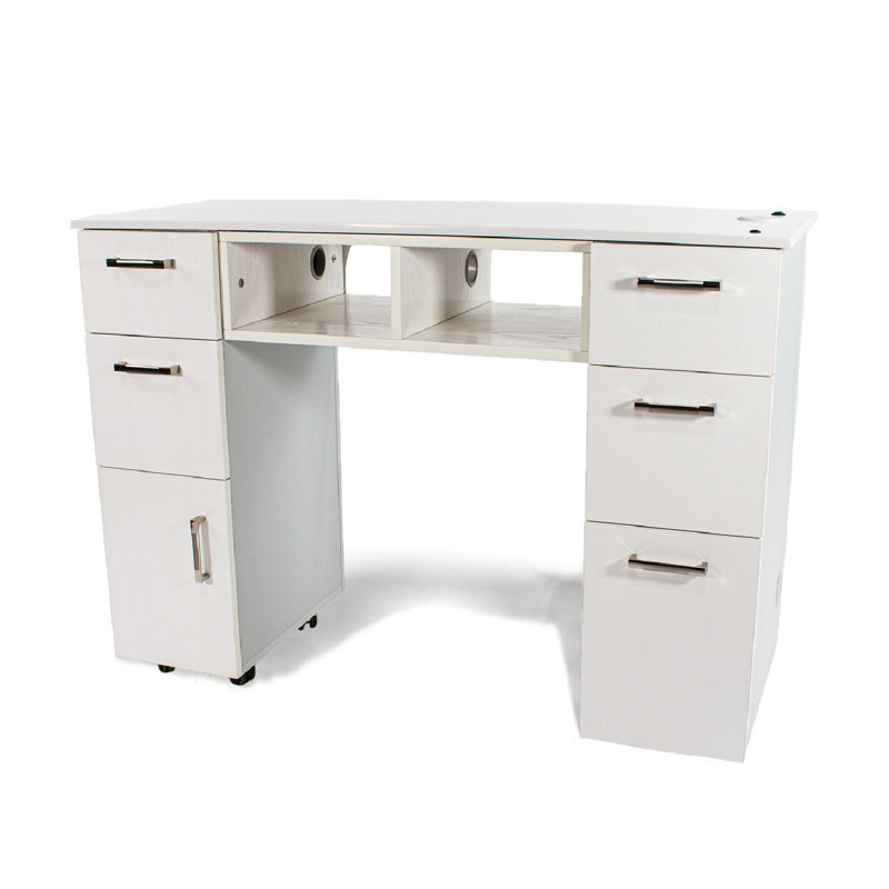 Bureau manucure Seneca, Blanc / gris