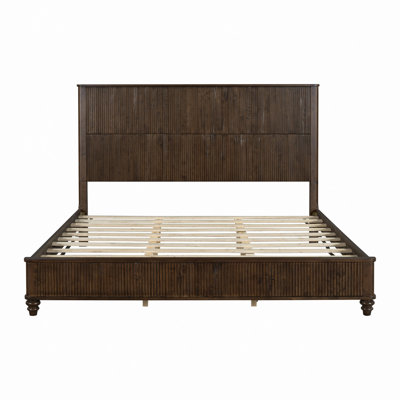 Solid Wood Bed Frame,Platform Bed Frame With Headboard,Tall Headboard Wood Bed ,No Box Spring Needed
