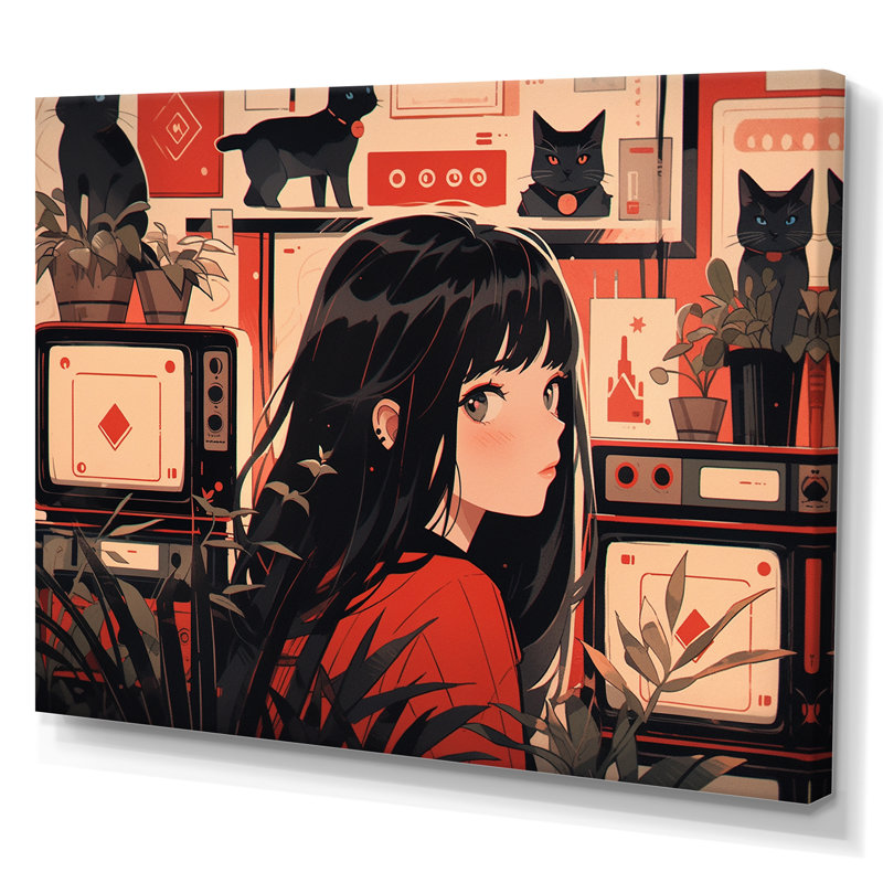Personnage féminin d'anime III sur toile, H 12 po x l 20 po x P 1 po, Toile tendue