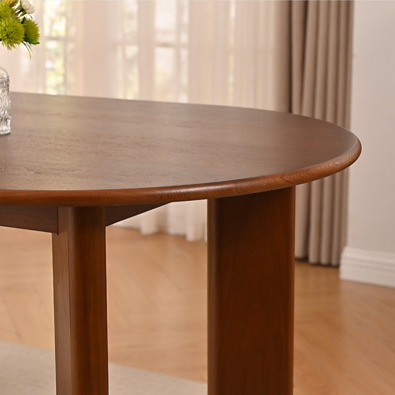 67“L×33.5"W Oval Wood Dining Table Kitchen Table with 4 Legs, Walnut, 30" H x 67" L x 33.5" W