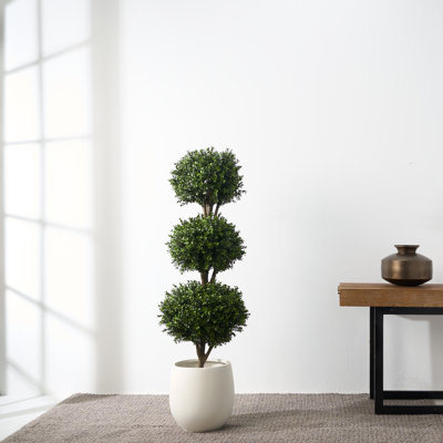 Faux Boxwood Topiary in Plastic Pot