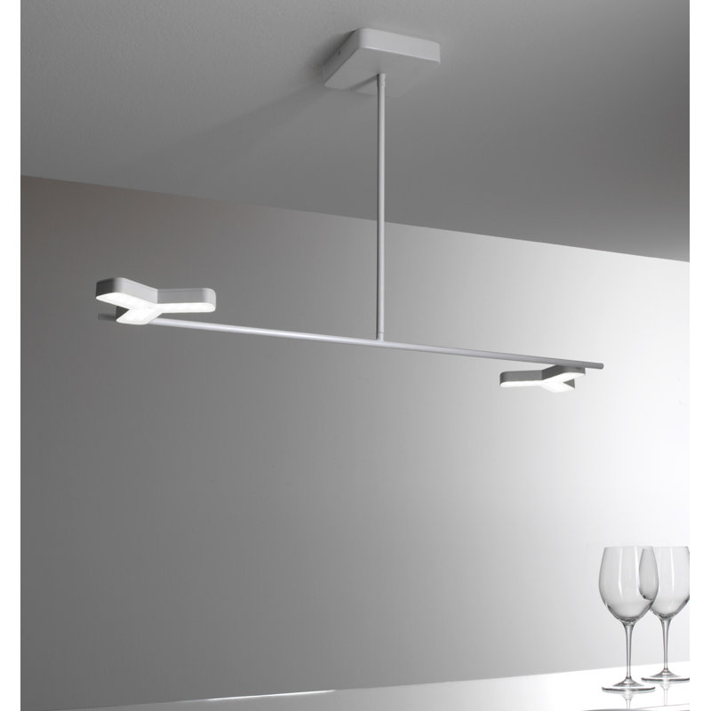 Dayton 2 - Light LED Kitchen Island Pendant, 50 cm H x 98.5 cm W x 31 cm D, Lacquered frosted white