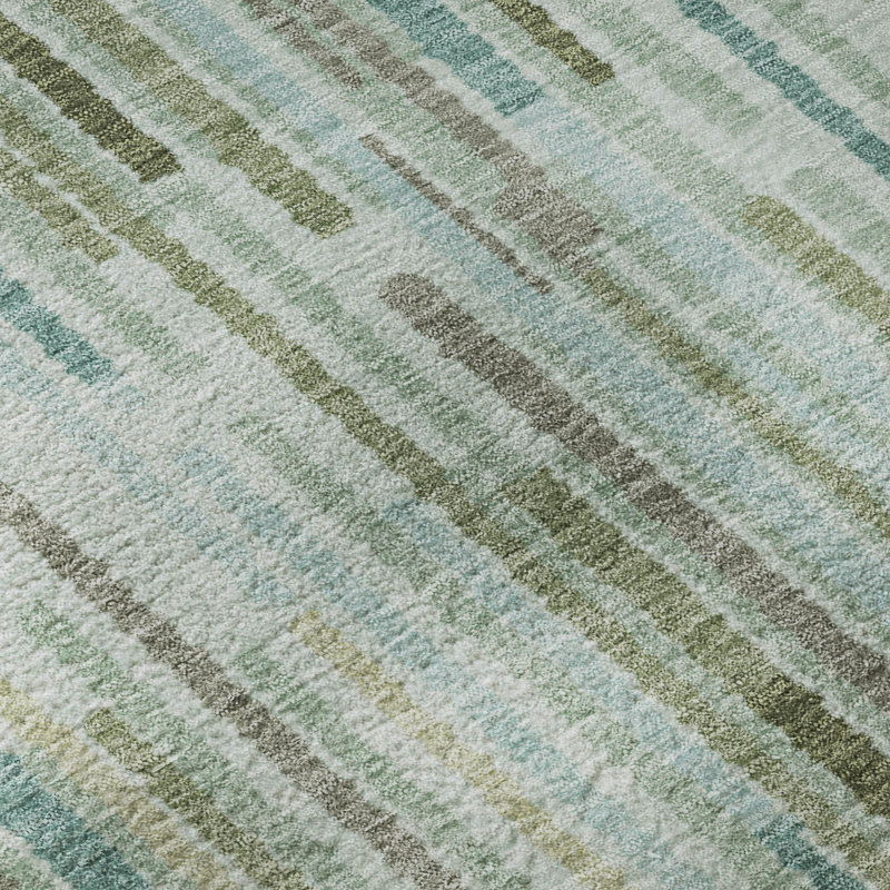 Premium Machine Washable Mayfield AMF2102 Striped Rug, Aloe, 9' x 12'