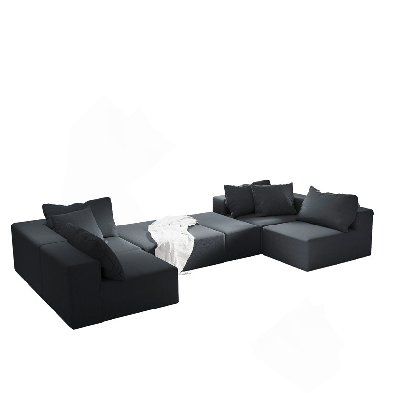 Ensemble de canapé modulaire polyvalent pour les salons et les chambres élégants, Chenille noir