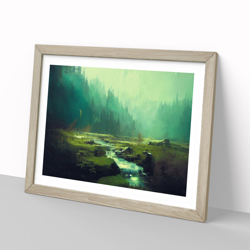 Astonishing Forest Stream - Single Picture Frame Print, Oak Framed, 46cm H x 64cm W x 2cm D