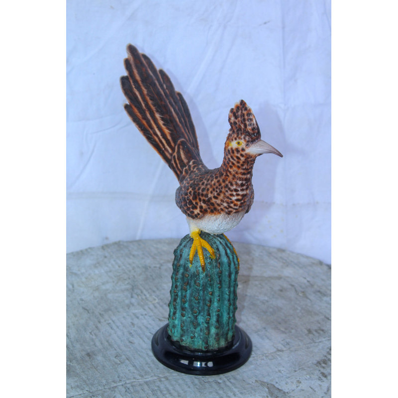 Décoration d'oiseaux en bronze de la collection Nifao Roadrunner, couleur vibrante, 15 po x 5 po x H 13 po