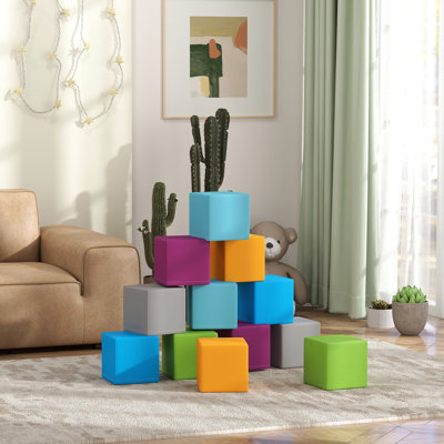Multicolore, 12 pièces, blocs de construction en mousse éducative pour enfants d'âge préscolaire, 7,75 po x 7,75 po x 7,75 po, 12 à 36 mois, recouvert de pu, blocs d'apprentissage empilables