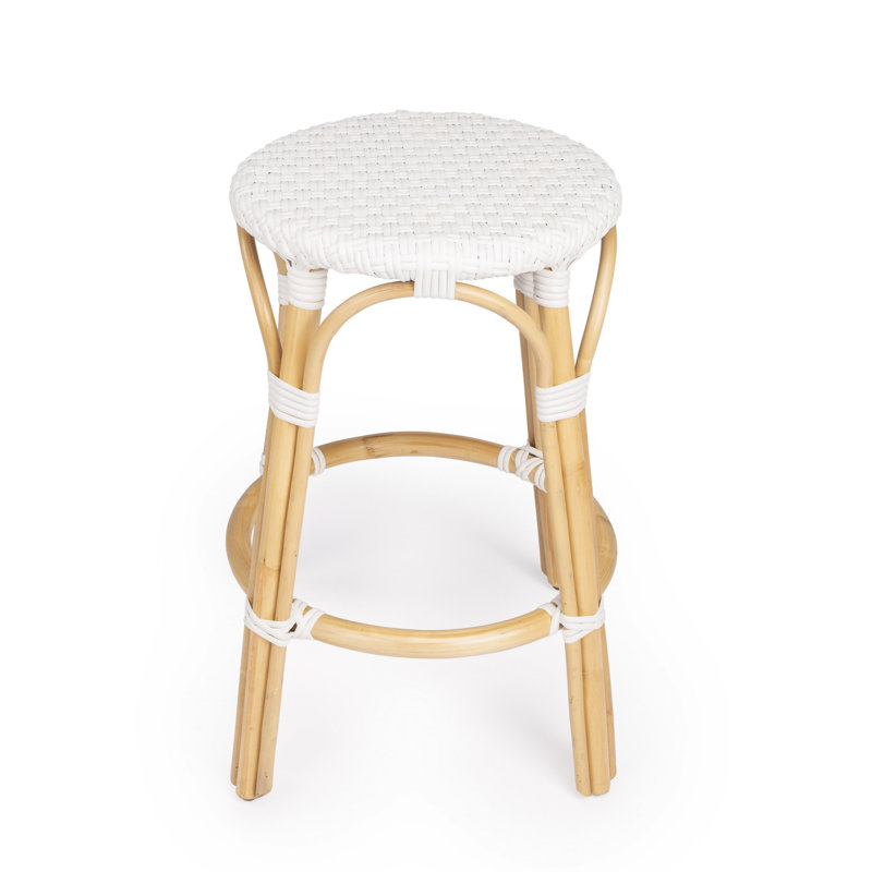 Chaise de bar Charlotte, Tabouret de comptoir (siège d'une hauteur de 24 p, Brun, Blanc