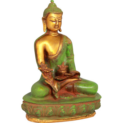 Bouddha bouddhiste de la médecine de 9 po en laiton | Fait à la main | Fabriqué en Inde