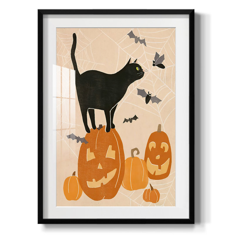 «Pumpkin Patch Cats I», impression encadrée, H 28,5 po x l 20,5 po, Noir