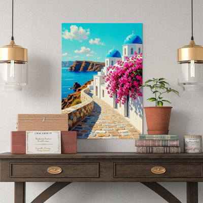 Canvas Wall Art Santorini Wall Art, Greece Beach Decor-1 Vintage Poster Print Home Decor