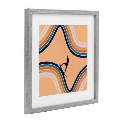 «Retro Surfer Rider Wave», reproduction sous verre encadrée, design par Ashley Singleton