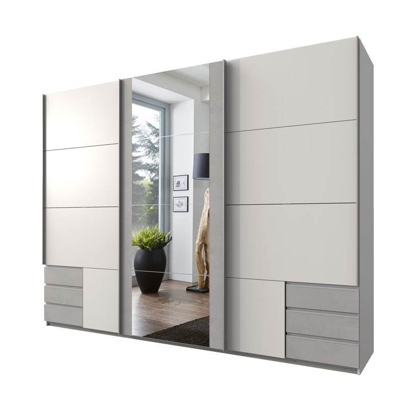 Isam 3 Door Manufactured Wood Wardrobe, White/Light Grey