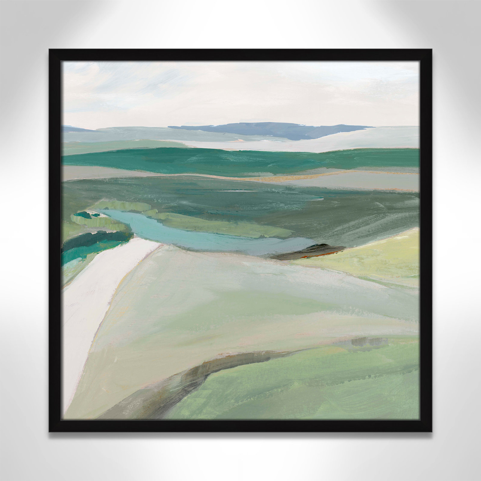 Wolfdale "Fields of Green II" Print by Ian C, 23.5" H x 23.5" W x 1.25" D, Satin Black Framed