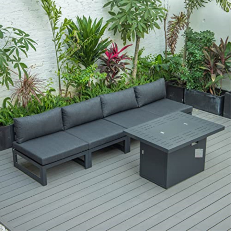 Ensemble de conversation en métal pour 4 personnes Letendre, Noir