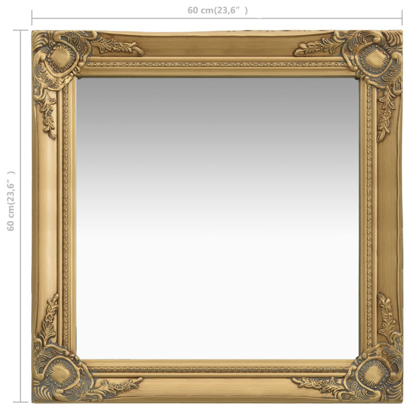 Ginsberg Wood Square Wall Mirror, Gold, 60cm H x 60cm W