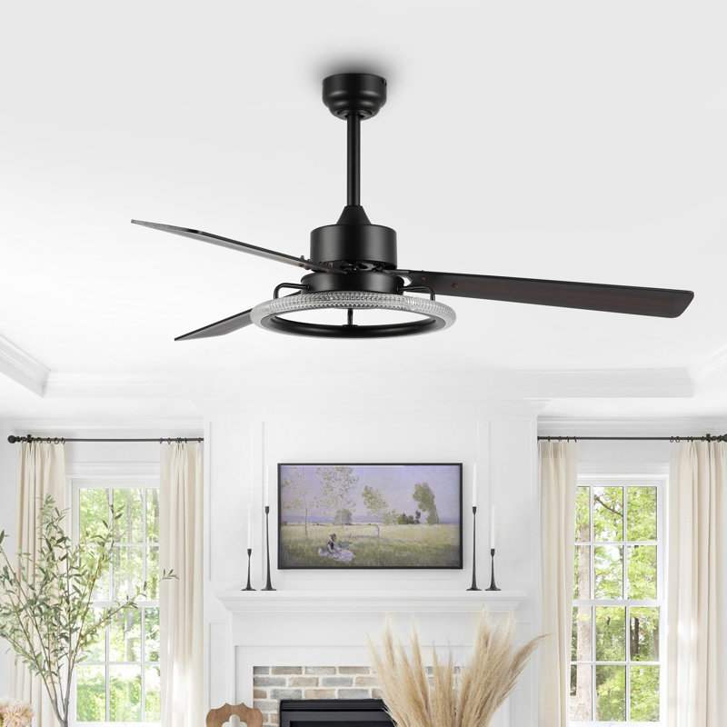 Kolarik 52'' Ceiling Fan with LED Lights, Black/Dark Brown, Black