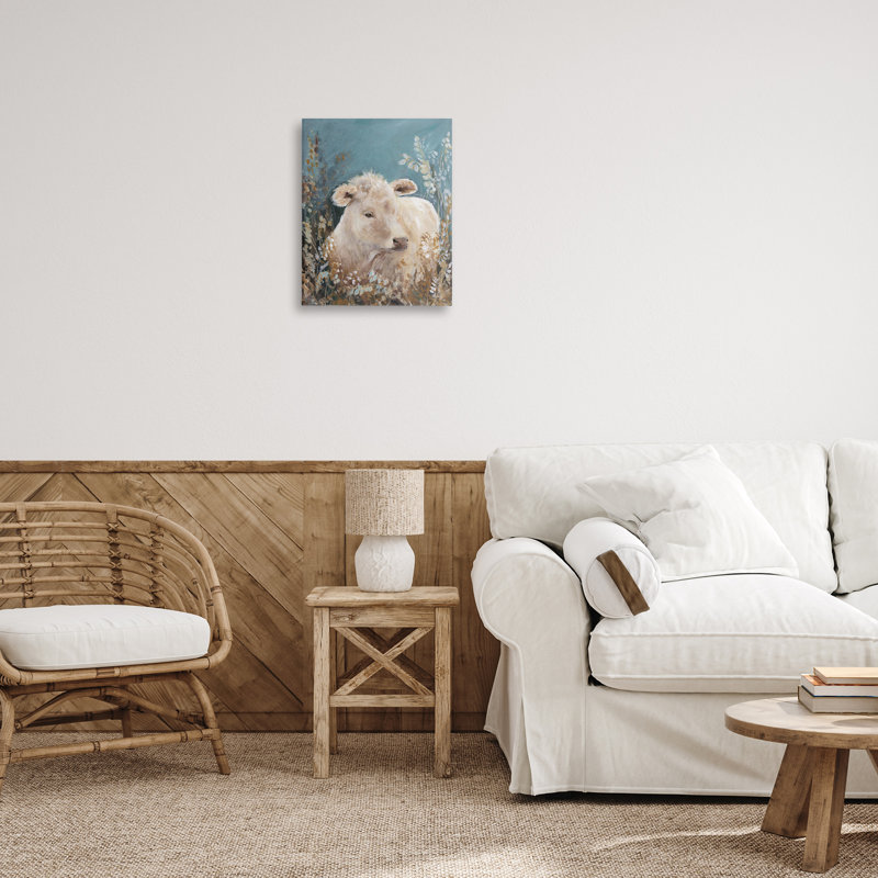 Toile douce «Bovins parmi fleurs», design par Amanda Hilburn, H 20 po x l 16 po