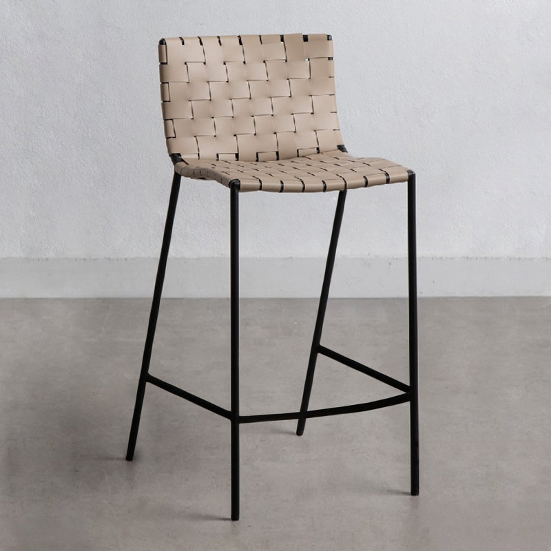 Laimonas Upholstered Counter Stool with Metal Frame, Sand, Counter Stool (25.5" Seat Height)
