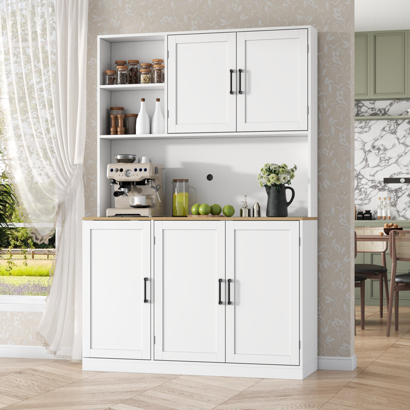 Armoire de cuisine de 71 po de hauteur avec 3 tiroirs coulissants, Blanc