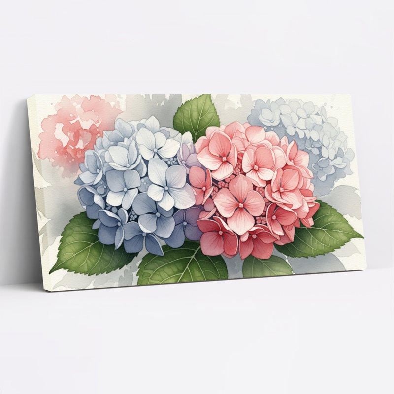 Hydrangea, impression sur toile à motif floral sur toile, ensemble de 1, H 24 po x l 48 po