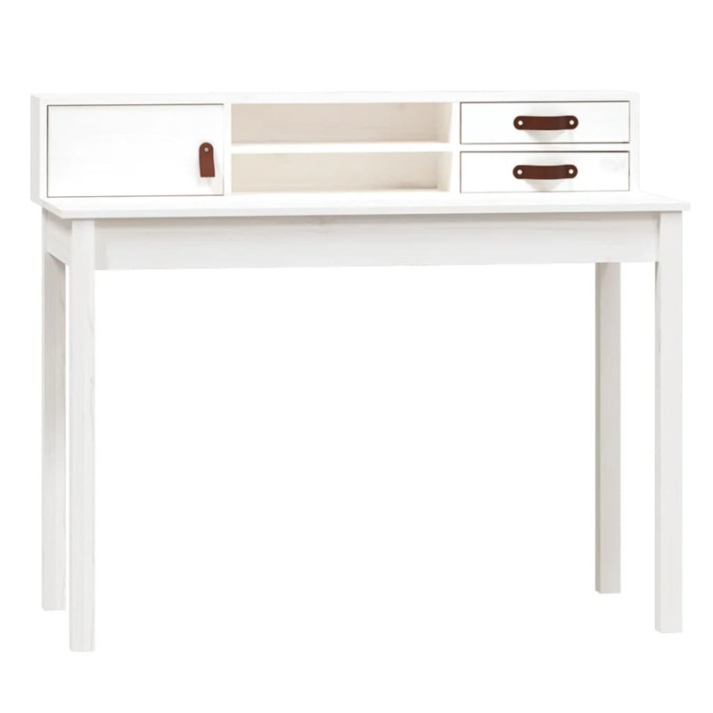 Lakeyia Solid Wood Writing Desk, White