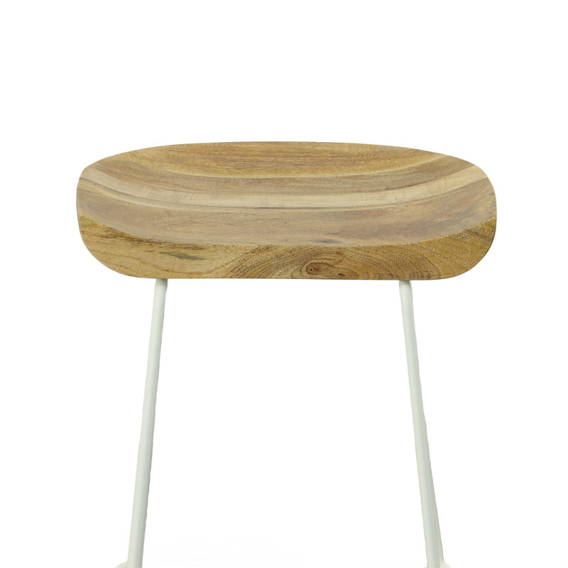 Samanthia Counter Stool with Metal Frame, Counter Stool (24.5" Seat Height), Natural/White