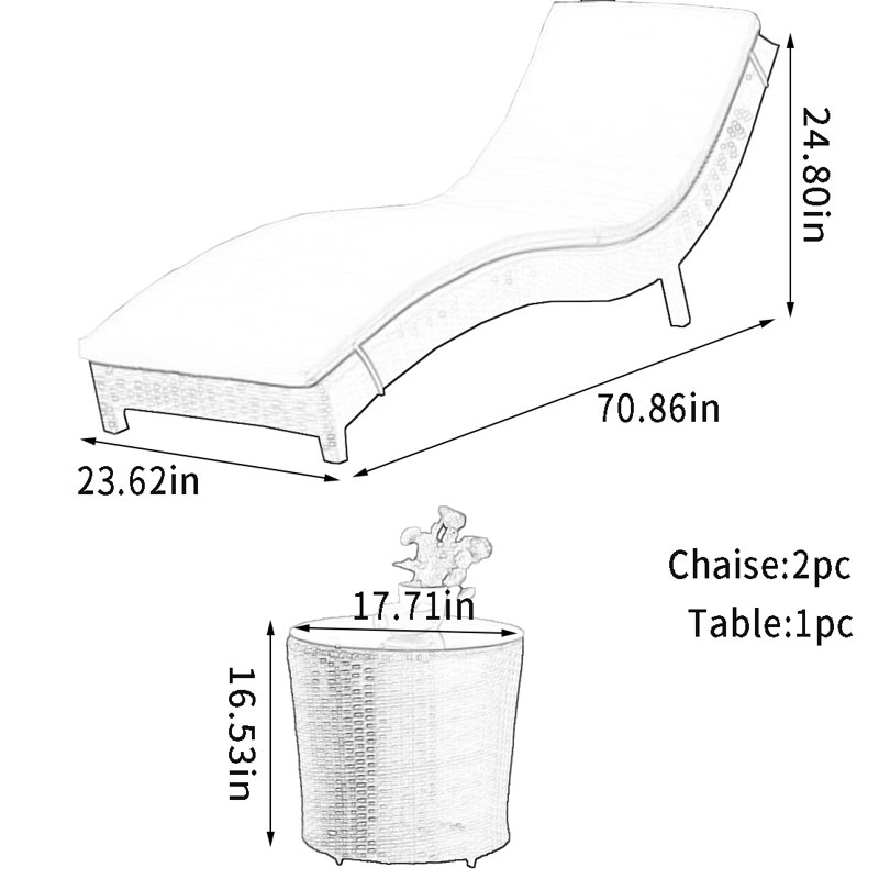 Chaise longue d'extérieur en rotin pour l'extérieur