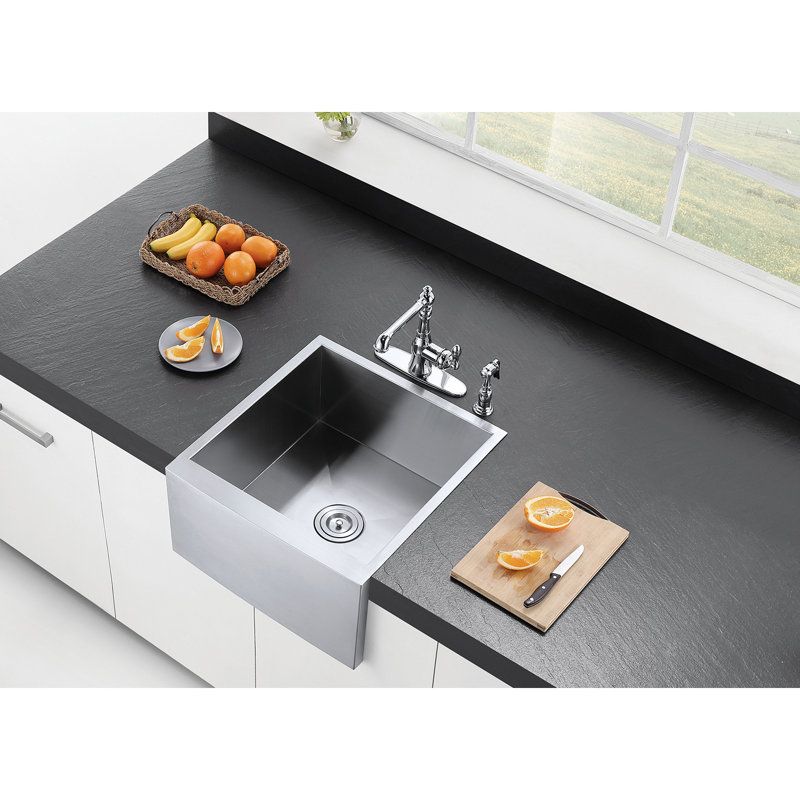 Kingston Brass Denver 21-Inch Stainless Steel Apron-Front Single Bowl Farmhouse Kitchen Sink