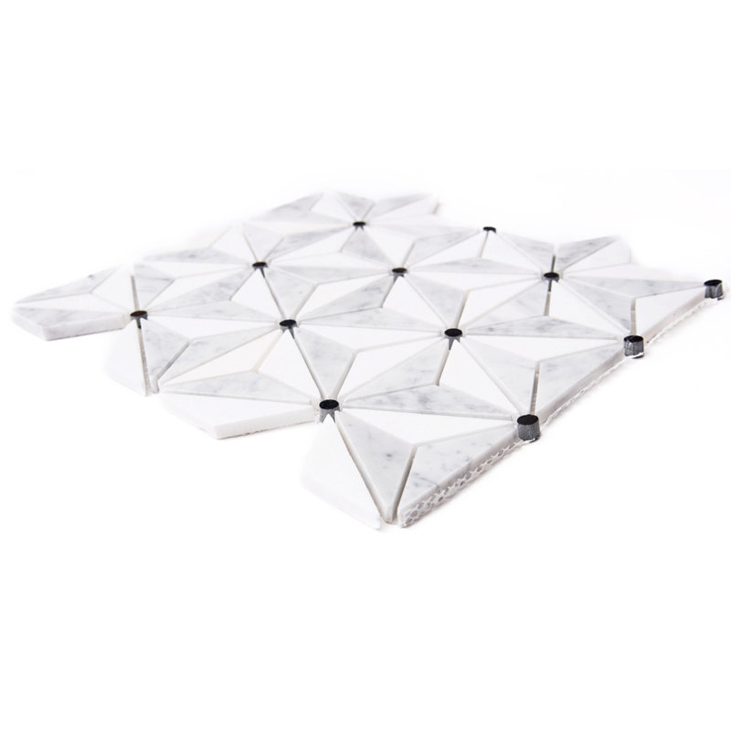 Santorini 1" x 3" Geometric Marble Mosaic Wall Tile, Gray