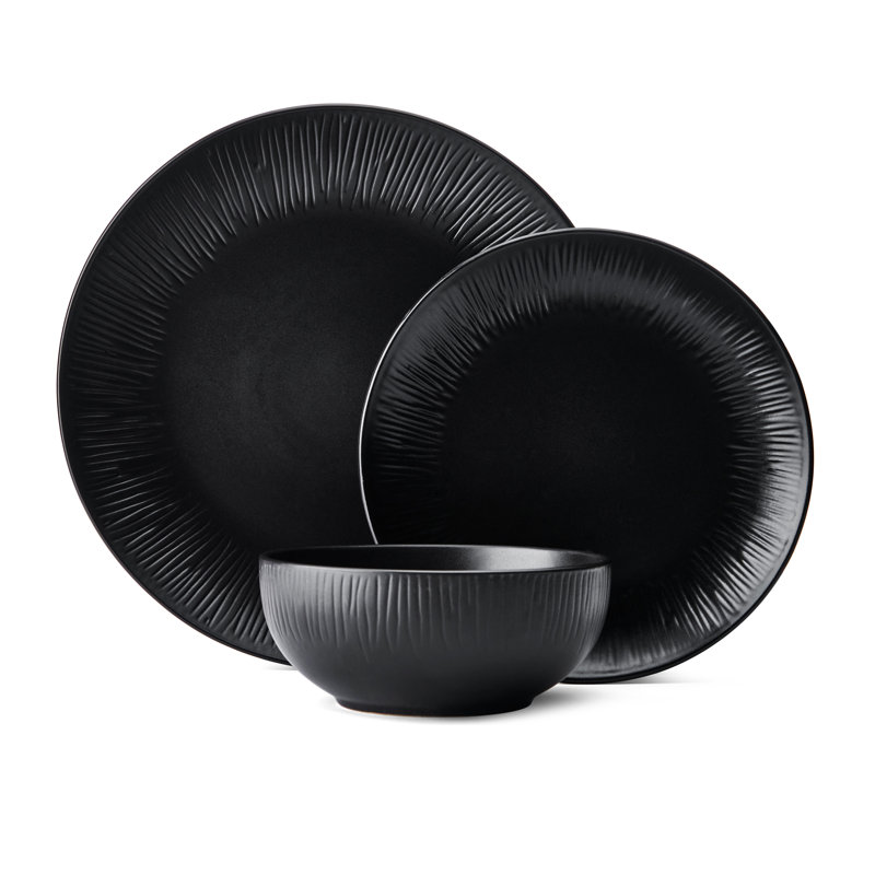 Mikasa Jardin Midnight Stoneware Dinner Set, Black