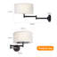 1-Light White Linen Shade Dimmable Swing Arm Sconce