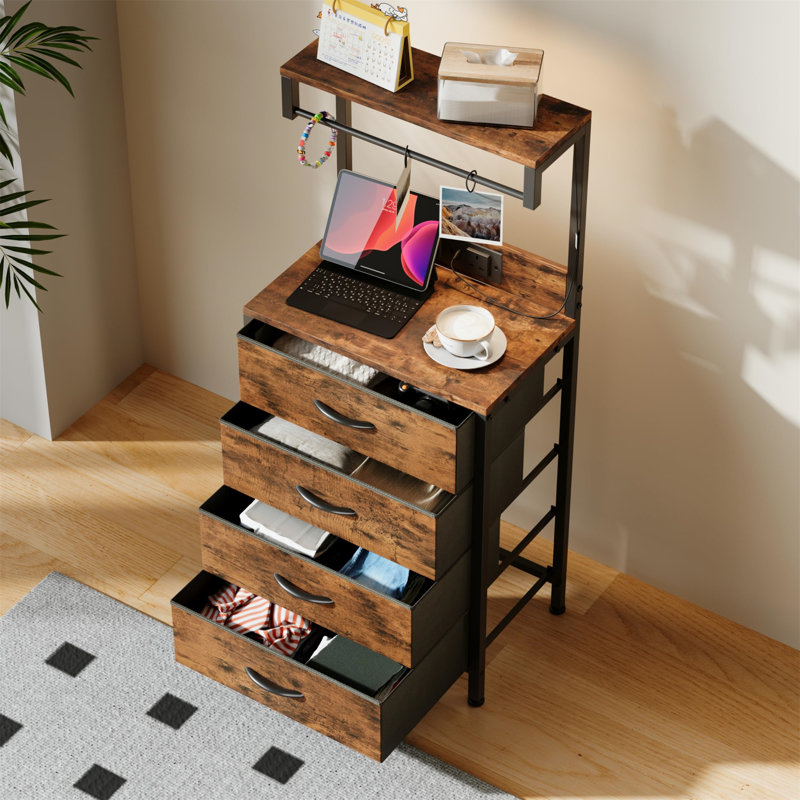 38.5cm W Metal Bedside Table