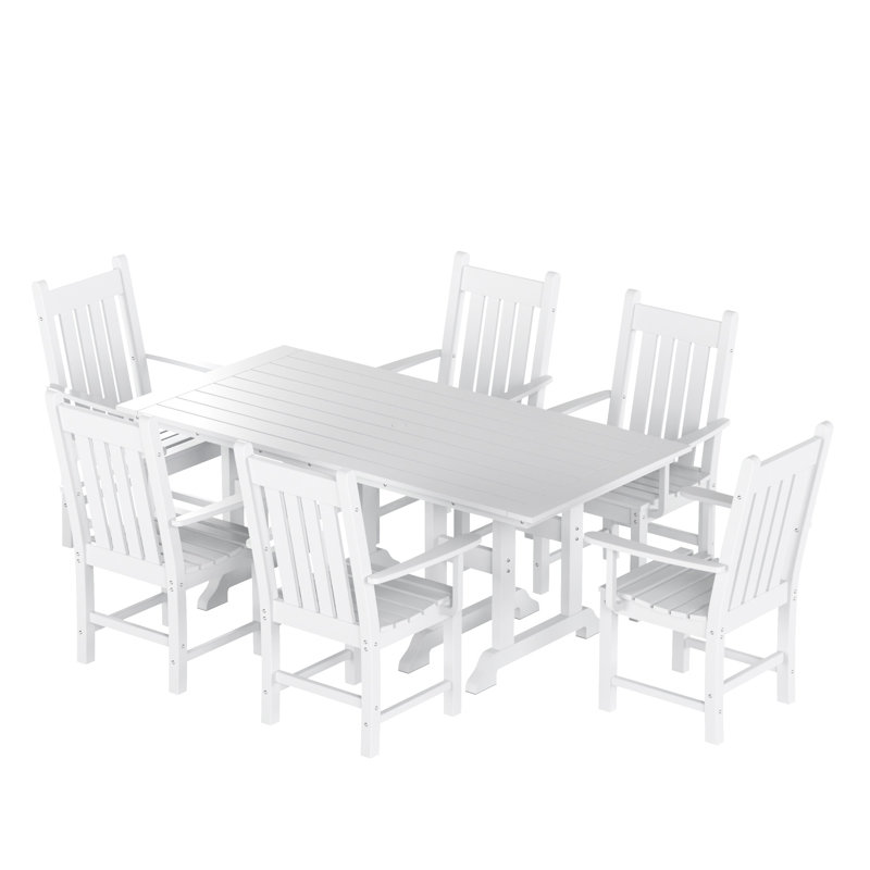 Ensemble de salle à manger rectangulaire pour 6 personnes 71 po Laguna, Blanc