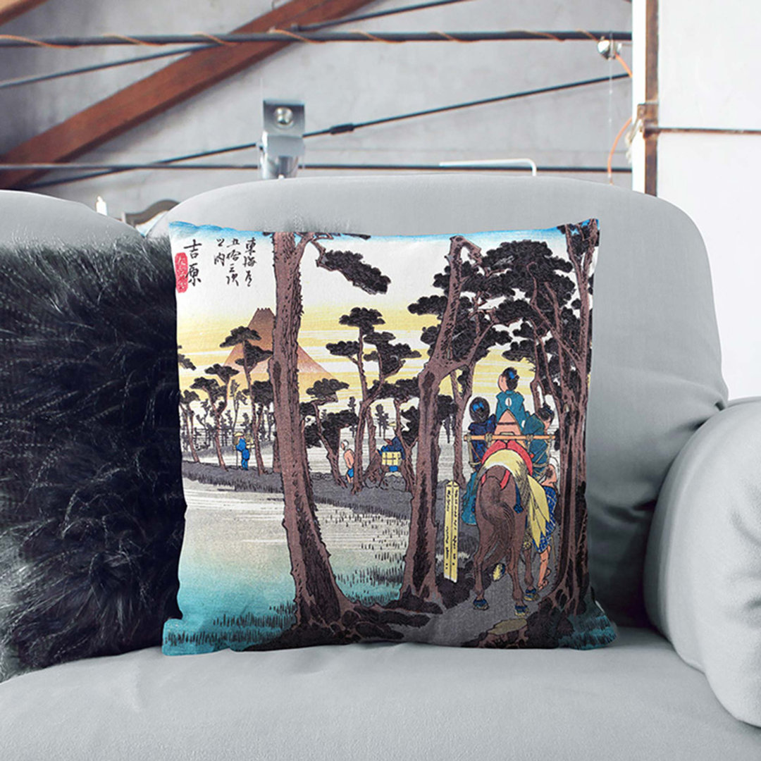 Hidari Fuji by Utagawa Hiroshige Cushion with Filling