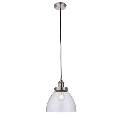 Henrietta 1 - Light Brushed Silver Paintand Clear Glass Dome Pendant