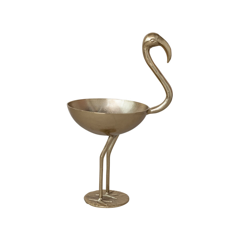 Cast Aluminum Flamingo-Shaped Decorative Bowl
