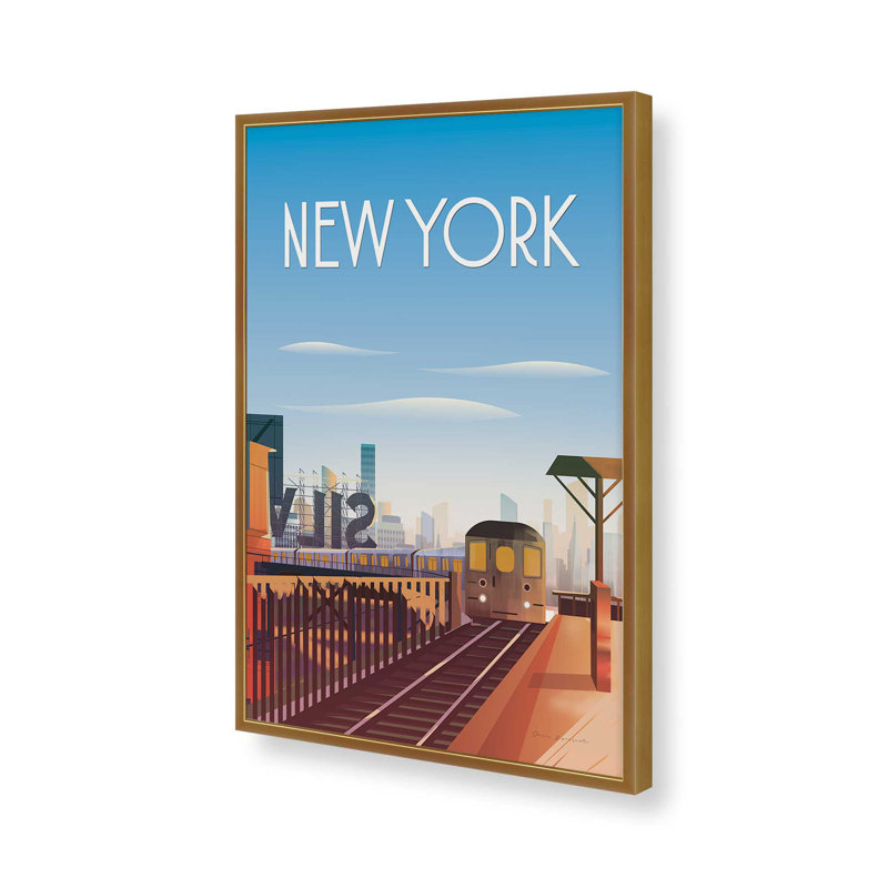 «New York City Crop» par Omar Escalante, reproduction d'art, Papier avec cadre ouvert sans passe-partout, Doré
