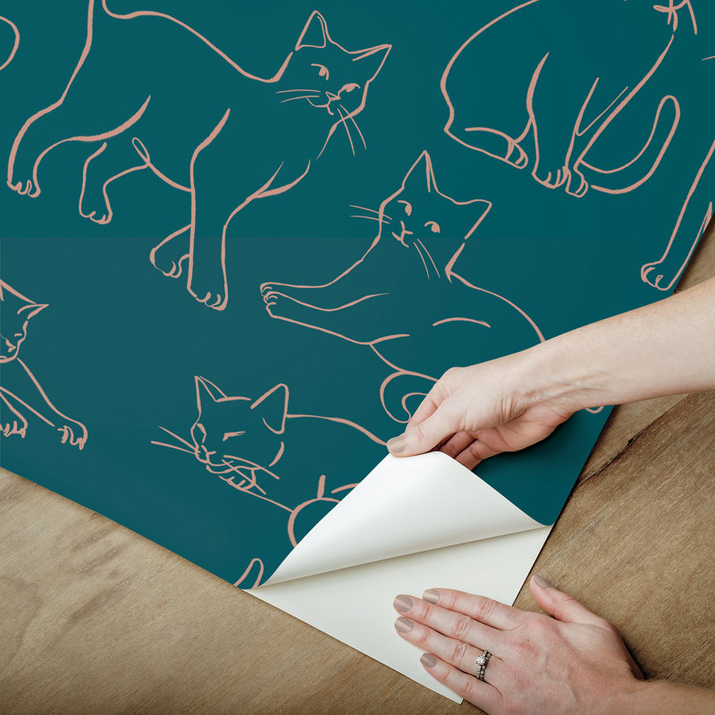 Chat qui pose un papier peint adhésif noir, Vert
