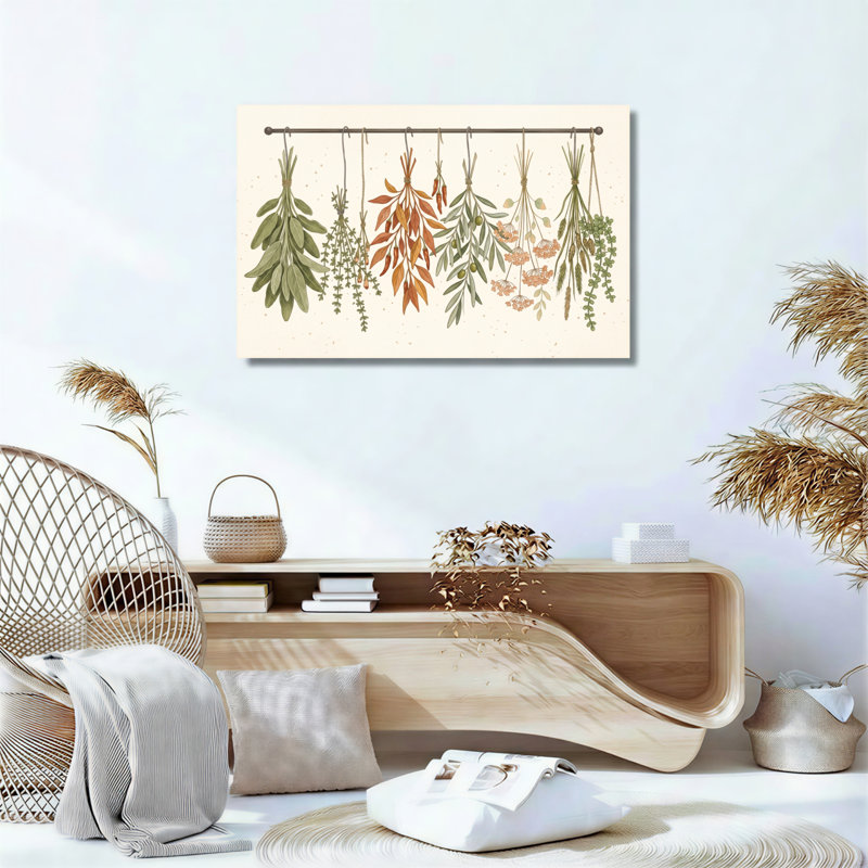 Ensemble de 1 tableau sur toile représentant le séchage des herbes, 28"H x 40"W, Wrapped Canvas