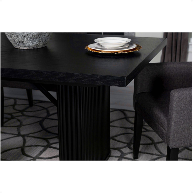 Houston Black Rectangular Double Pedestal Dining Table